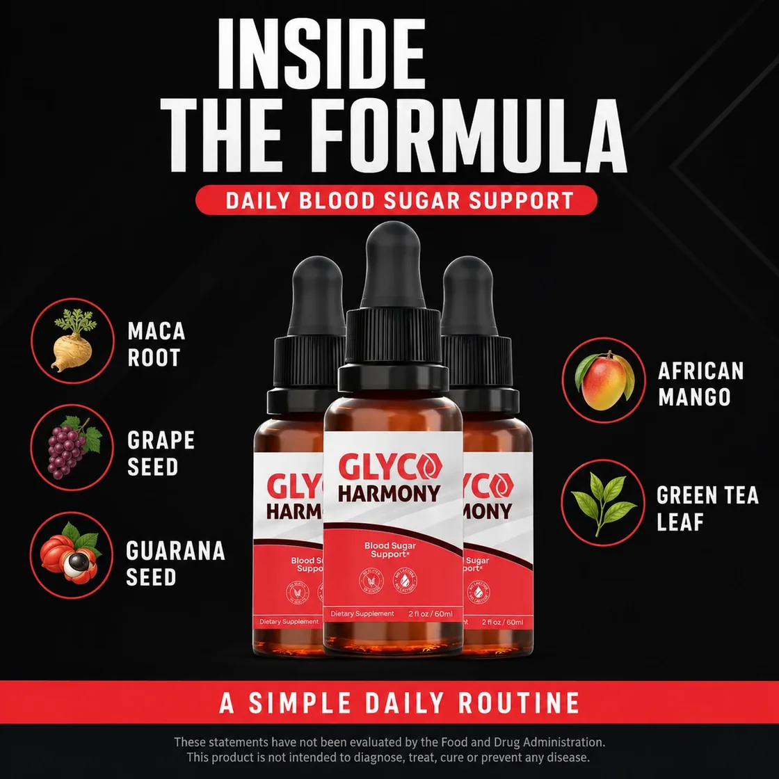 Inside the Glyco Harmony formula: maca root, grape seed and guarana seed